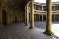 On top of the hill `Assabica` in Granada is a majestic palace that once belonged to Charles V. In Granada this palace is called `P Royalty Free Stock Photo