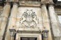 Royal heraldry at the entrance to the Holyrood Palace in Edinburgh Scotland