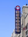 Vertical: neon sign of Waterloo Records, the recorded music store of Austin, Texas since 1982