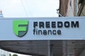 Signboard with the written `` Freedom Finance ``