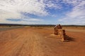 Cannonball Run Monument along the Stuart Highway in Australian desert of Northern Territory, Australia.