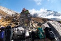 Memorial to Sherpa mountaineer, Babu Chiri Sherpa, at Thukla Pass, along the Everest Base Camp EBC trek, Nepal Royalty Free Stock Photo