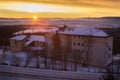 Beautiful dawn in the center of the Horny Smokovec. Is a popular ski village in the Slovakia.