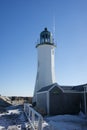 Old Scituate Lighthouse and Keeper`s residence Royalty Free Stock Photo