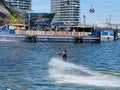 WakeUp Docklands is LondonÃ¢â¬â¢s first and only Cable Wake Park and Stand Up Paddleboard venue Royalty Free Stock Photo