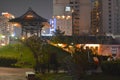 Nishi Honganji Square and Bell Tower at night Royalty Free Stock Photo