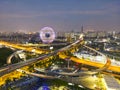 The building Guangzhou Circle and the nearby highways at dusk 2