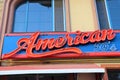 Ensign of a restaurant called `American Diner 50`. In typical 50s style.