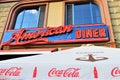 Ensign of a restaurant called `American Diner 50`. In typical 50s style.