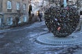 Monument in the shape of a heart where people chain a padlock as a sign of love.