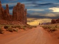 Sunset over Monument Valley Rock Formations Royalty Free Stock Photo