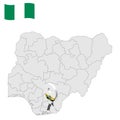 Location Abia State on map Nigeria. 3d Abia location sign. Flag of Nigeria. Quality map with States of Nigeria Royalty Free Stock Photo