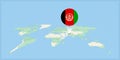 Location of Afghanistan on the world map, marked with Afghanistan flag pin Royalty Free Stock Photo