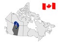 Location of Alberta on map Canada. 3d Alberta location sign. Flag of Alberta Province. Quality map of Canada.