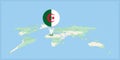 Location of Algeria on the world map, marked with Algeria flag pin Royalty Free Stock Photo