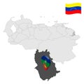 Location Amazonas State on map Venezuela. 3d location sign similar to the flag of Amazonas . Quality map with Regions of the