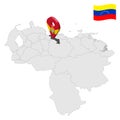 Location Aragua State  on map Venezuela. 3d location sign similar to the flag of  Aragua. Quality map  with  Regions of the Venezu Royalty Free Stock Photo