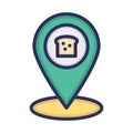 Location, bakery shop location, bakery address, navigation fully editable vector icons