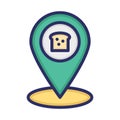 Location, bakery shop location, bakery address, navigation fully editable vector icons