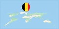 Location of Belgium on the world map, marked with Belgium flag pin Royalty Free Stock Photo