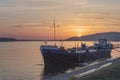 Docked ship river Danube Royalty Free Stock Photo