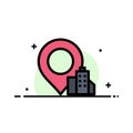 Location, Building, Hotel Business Flat Line Filled Icon Vector Banner Template