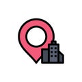 Location, Building, Hotel  Flat Color Icon. Vector icon banner Template Royalty Free Stock Photo