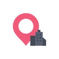 Location, Building, Hotel  Flat Color Icon. Vector icon banner Template Royalty Free Stock Photo
