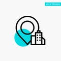 Location, Building, Hotel turquoise highlight circle point Vector icon Royalty Free Stock Photo