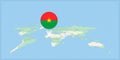 Location of Burkina Faso on the world map, marked with Burkina Faso flag pin Royalty Free Stock Photo