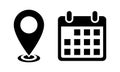 Location and calendar icon vector. Address and date sign symbol