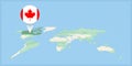 Location of Canada on the world map, marked with Canada flag pin Royalty Free Stock Photo
