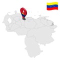 Location Carabobo State on map Venezuela. 3d location sign similar to the flag of Carabobo. Quality map with Regions of the Ve