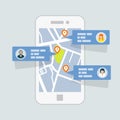 Location check in on map mobile gps navigation