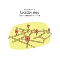 Location check in road map illustration vector background.