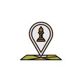 location, chess line colored icon. Signs and symbols can be used for web, logo, mobile app, UI, UX