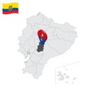 Location Chimborazo Province on map Ecuador. 3d location sign similar to the flag of Chimborazo. Quality map with provinces Rep