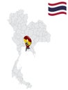 Location of Chonburi Province on map Thailand. 3d Chonburi flag map marker location pin. Quality map with Provinces of Thailand