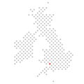 Location of city Cardiff in Wales: Dotted Great Britain map