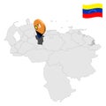 Location Cojedes State on map Venezuela. 3d location sign similar to the flag of Cojedes. Quality map with Regions of the Ven