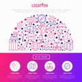 Location concept in half circle