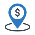 Location dollar vector glyph color icon