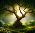 Tree of life in the Garden of Eden Royalty Free Stock Photo