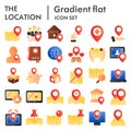 Location flat icon set, navigation symbols collection, vector sketches, logo illustrations, direction signs color