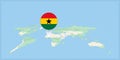 Location of Ghana on the world map, marked with Ghana flag pin Royalty Free Stock Photo