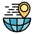 Location global parcel icon color outline vector