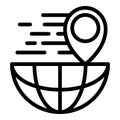 Location global parcel icon, outline style