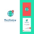 Location on globe Creative Logo and business card. vertical Design Vector