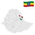 Location Harari Region on map Ethiopia. 3d location sign similar to the flag of Harari. Quality map with provinces Ethiopia for