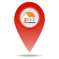 Location at home. Location on the map of the house. Pointer with the image of the house. Vector illustration